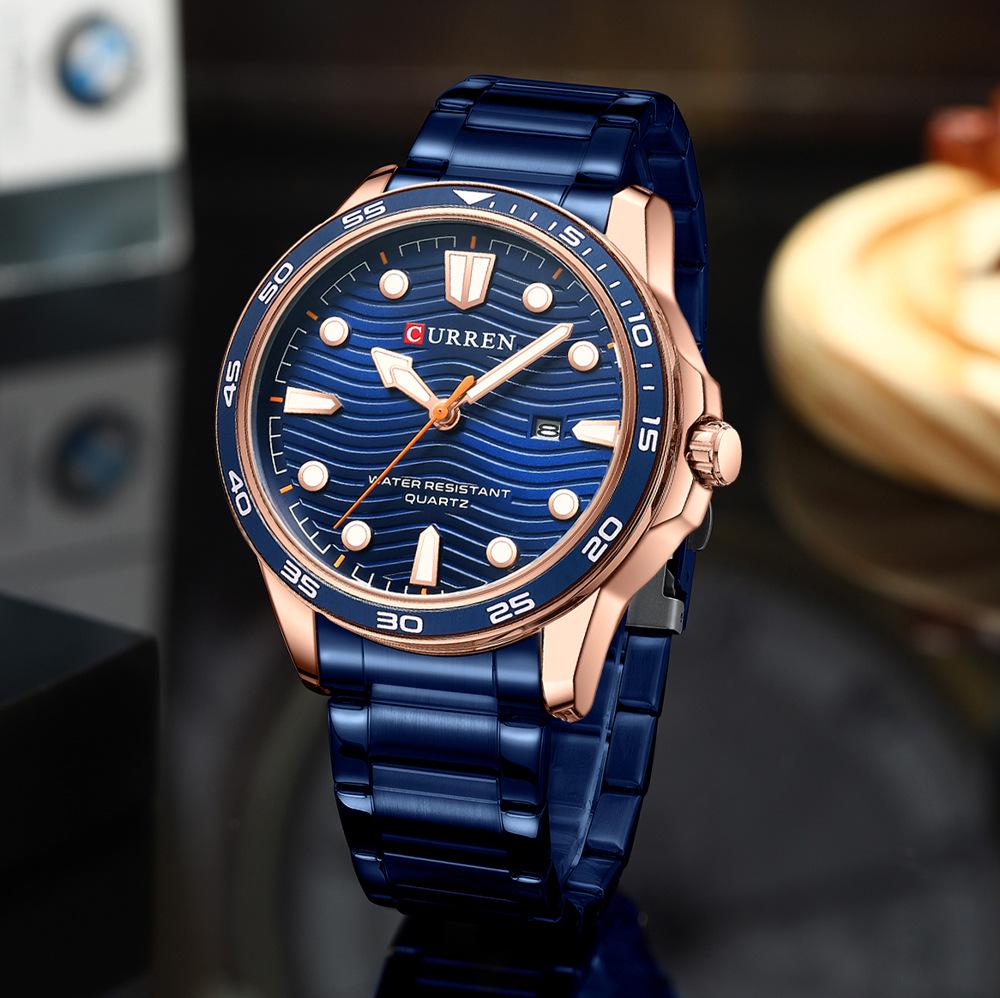 CURREN 8426 Men's Waterproof Steel Band Sports Quartz Watch with Calendar