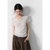 Eryang [Moyi] Gentle Temperament Semi-open V-neck Short-sleeved Knitted Sweater for Women, Slim and Thin Temperament Top