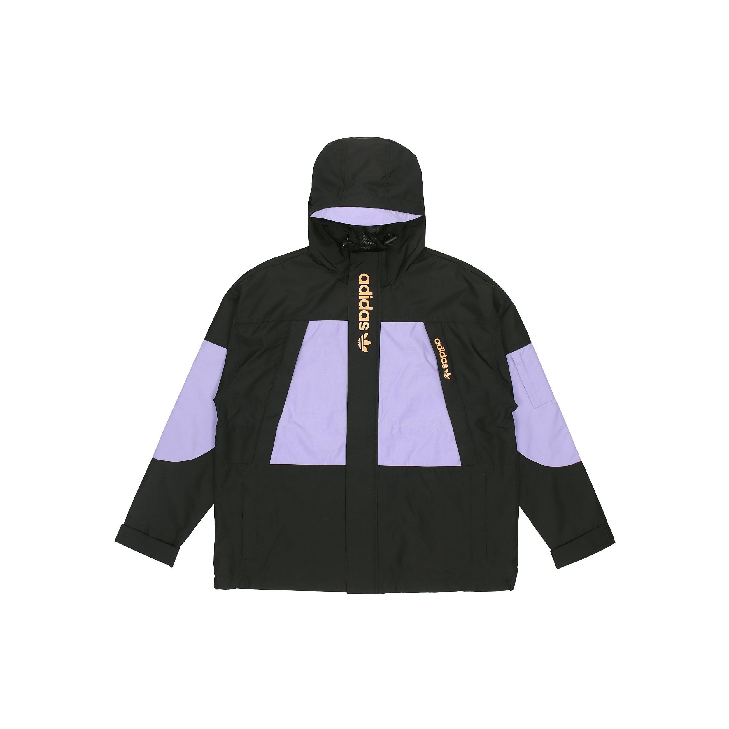 adidas originals Logo Pattern Loose Long Sleeves Hooded Jacket Black Men s H07078 M
