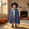 Mantello da Mago con Stampa di Stelle per Bambini con Cappello per Ragazzi Ragazze Costume da Strega per Halloween Mantello Accessorio per Feste Cosplay Vestito di Carnevale Servizio Fotografico