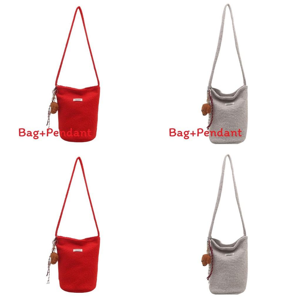 Woolen Large Capacity Bucket Bag For Women With Magnetic Closure And Inner Phone Pocket