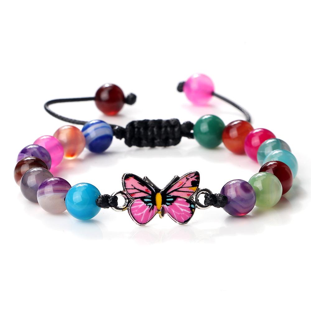 Adjustable Hand-Woven Bracelet with Butterfly Pendant for Women, Men's Gift, In Stock