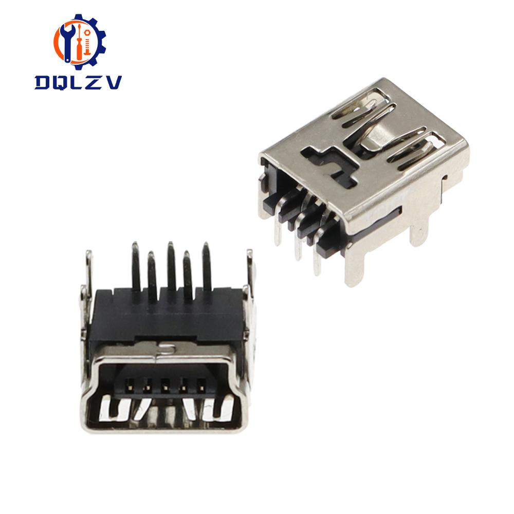 Mini USB Type B 5Pin Female Socket Right Angle DIP Jack Connector Dip