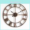 Roman Wall Clock Vintage Metal Decor With Quartz Movement For Living Room And Bedroom