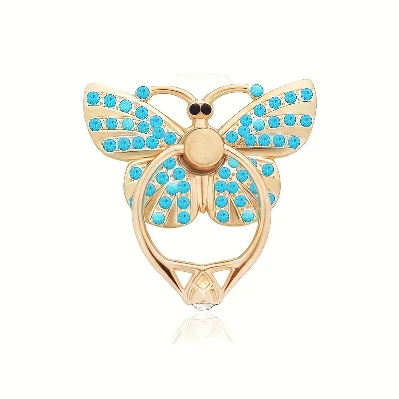 Glitter Butterfly Cell Phone Ring Holder Stands Butterfly Phone Ring Holders with Knob Loop 360° Rotation Kickstands