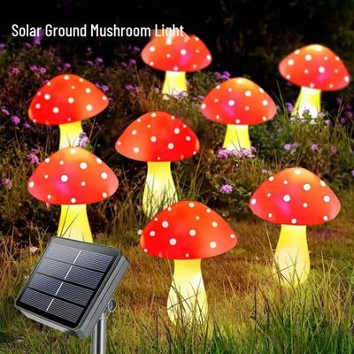 Solar LED Mushroom String Lights - Outdoor Waterproof Garden Decor with Ground Stakes
