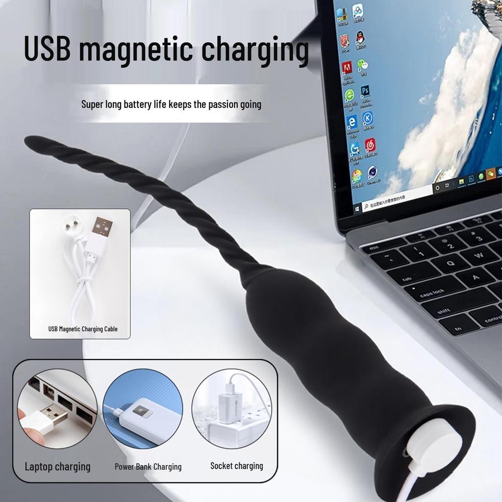 Magnetic Spiral Urethral Dilator & Vibrator for Adults