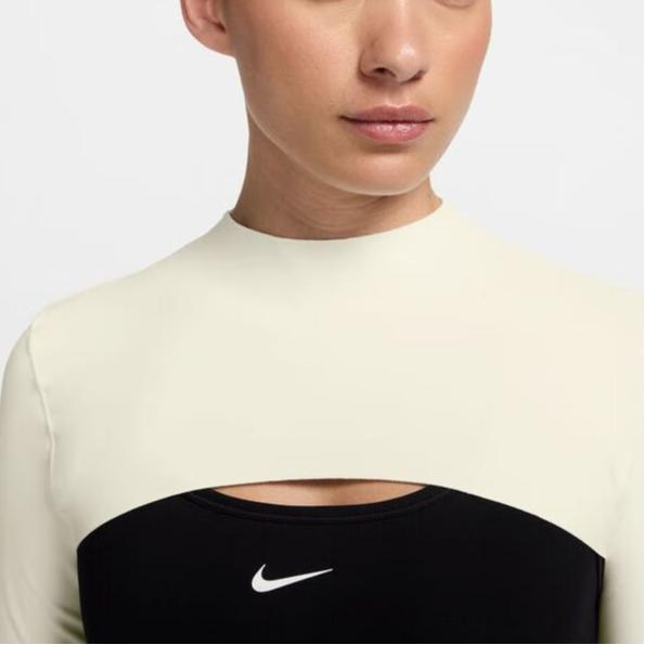 Nike Wygodny Miękki Top Krótki z Długim Rękawem Damskie topy Czarny Kremowy HJ1862-133