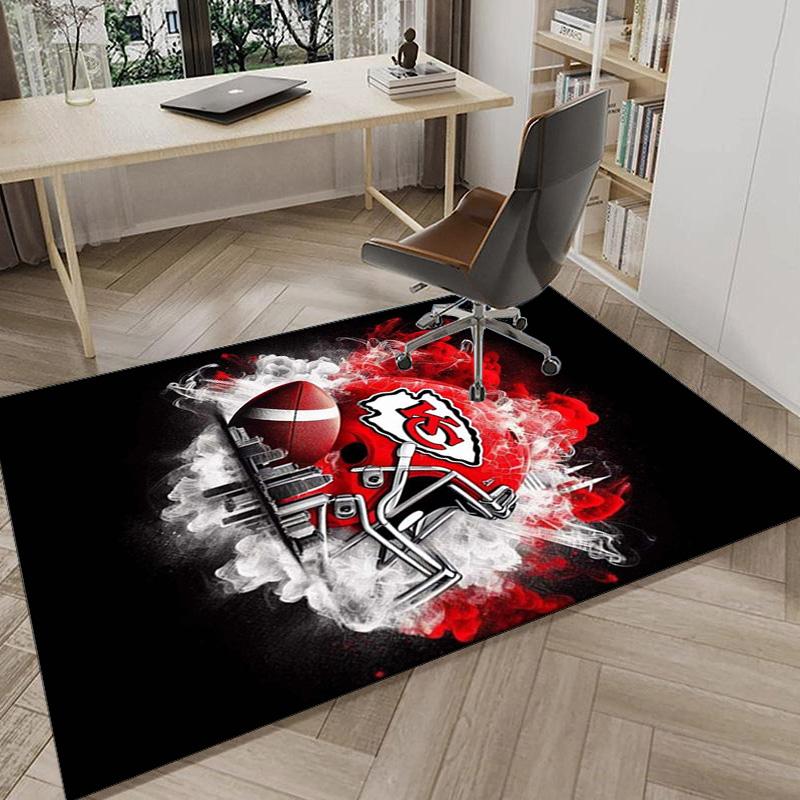 Stadt Chiefs Emblem Bedruckter Teppich für Büro, Stuhlunterlage, Dekorativer Teppich Bodenmatte, Große Größe Fan Geschenke Weihnachtsgeschenke