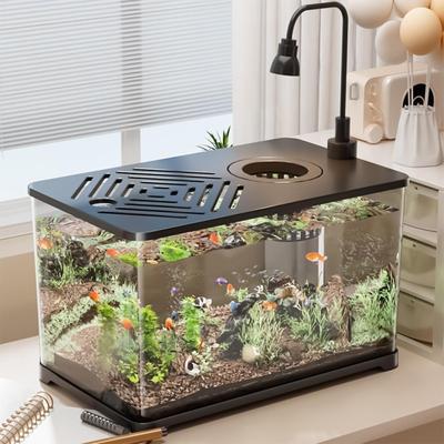 Betta Fish Tank Desktop Large Fish Tank Aquarium Modern Container With Turtle Resting Area Home Decorations For Betta Shrimp
