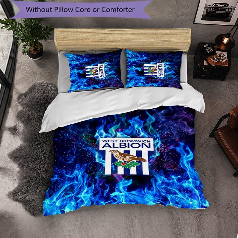 West Bromwich Albion Football Set Biancheria da Letto 3 Pezzi Morbido Set Copripiumino con Federe Set Decorazione Camera da Letto per la Casa