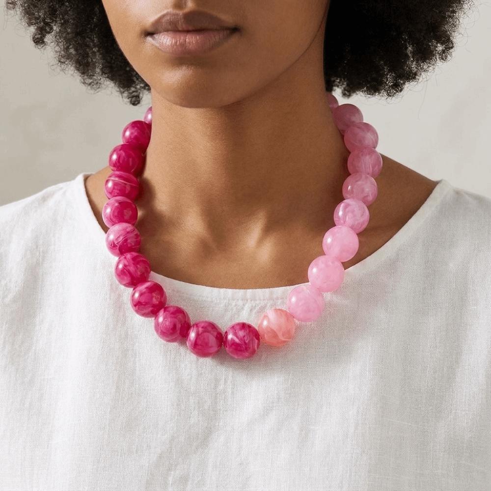 Large Women Choker Round Clavicle Chain Aesthetic Beaded Necklace Women