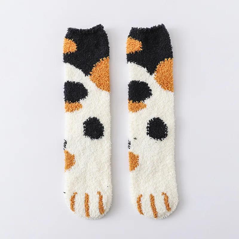 

Зимние носки с изображением ягненка Kawaii для женщин, милые 3D-носки с рисунком лапы собаки и кошки, флисовые теплые, утолщенные, забавные, плюшевые носки для сна дома и пола 35-42