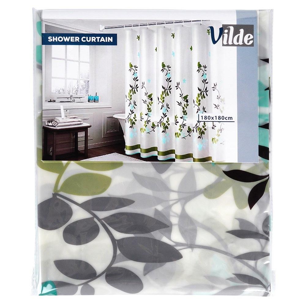 Shower curtain with hooks, waterproof, 180x180 cm