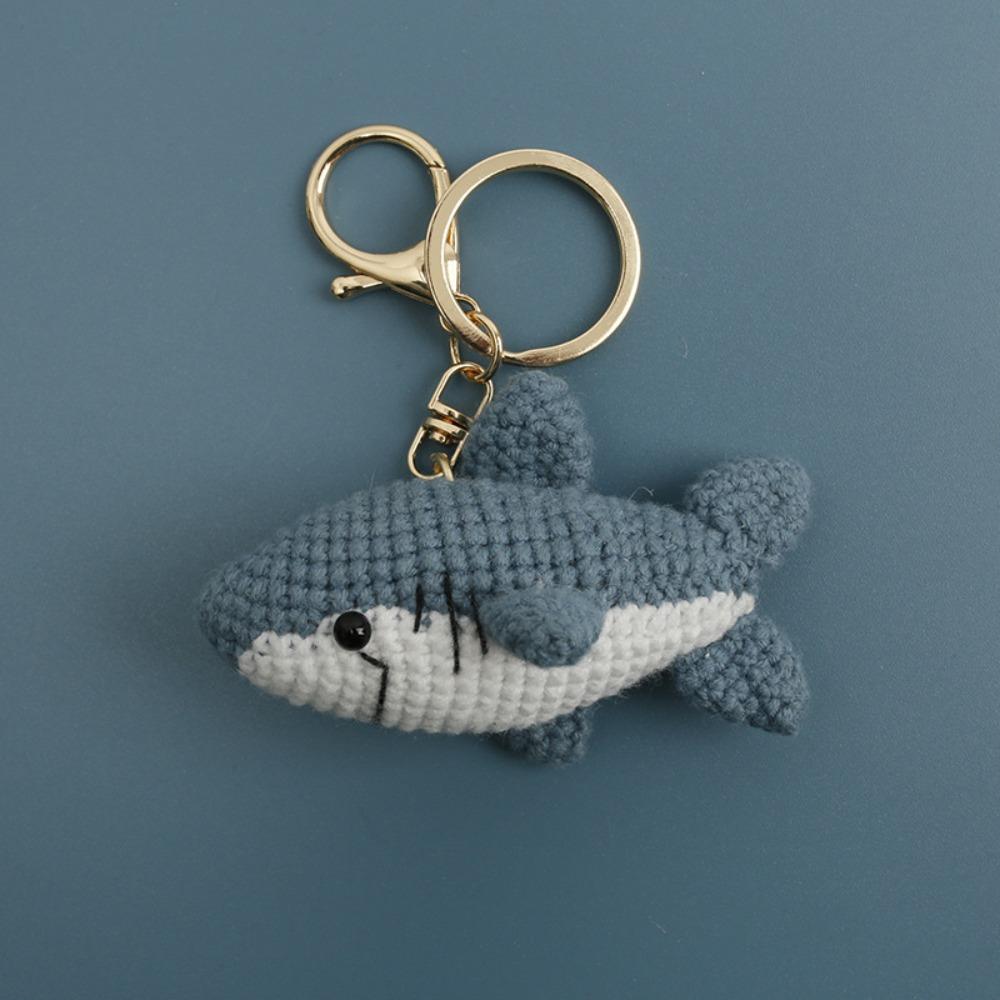 Ocean Series Crochet Keychain Handmaking Crochet Shark Doll Knitted Keyrings  Bag Charm