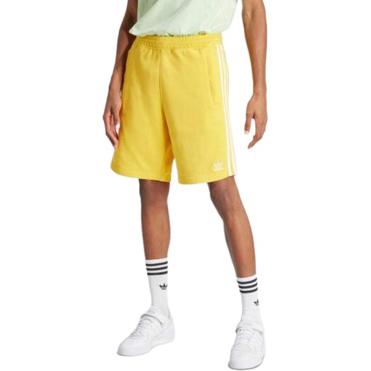 Adidas Originals Adicolor Series Elastic Waist Striped Logo Print Casual Shorts Men Shorts Yellow IS0616