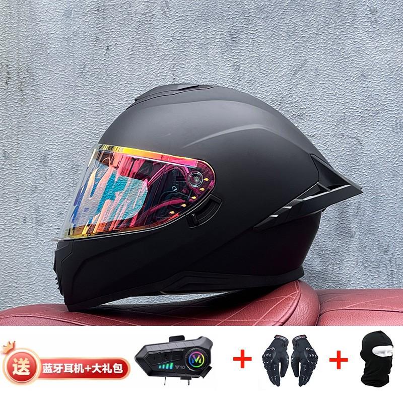 Full Face Motorcycle Helmet With External Bluetooth Module Men Women Large Rear Wing Sport Style DOT Approved