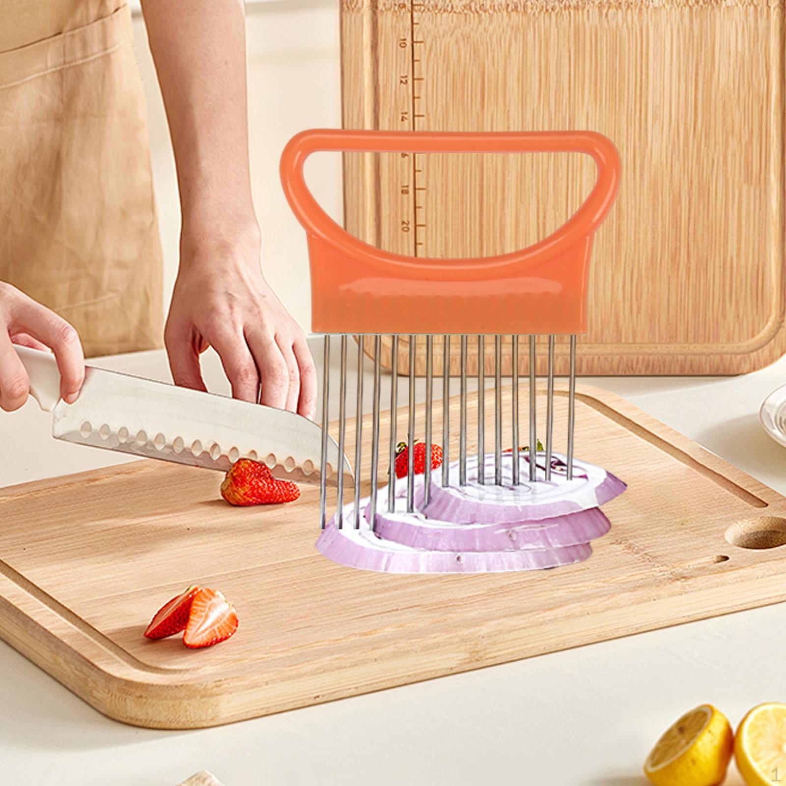 

Держатель для лука для нарезки, Слайсер для продуктов, Многофункциональная овощерезка, Нержавеющая сталь PP Handle