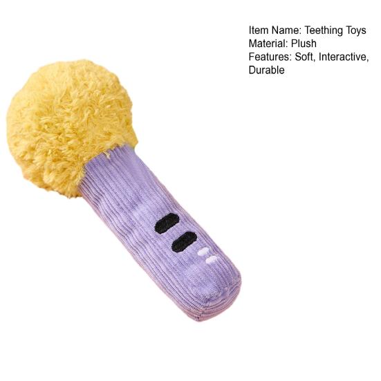 Yousheng Squeaky Cat Toy Plush Microphone Design Cat Teething Toy with Crinkle Sound Interactive Chew Toy for Teething Kittens Fun Self-Entertainment
