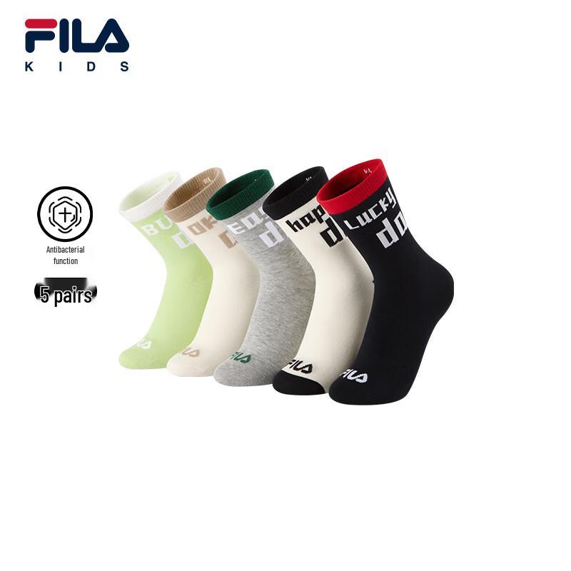 FILA Kids Unisex Mid-Calf Socks 5-Pack XL