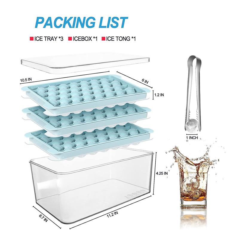 Good-Ice Cube Tray Round Ice Cube Trays Fit For Freezer, Easy-Release Ice Ball Maker Mold With Removable Blue