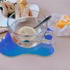 FINGERPIRE 2 Cloud Shaped Acrylic Coasters 5.1x6.4inch Clear Iridescent Irregular Creative Decorative Plate for Kitchen Counter, Dresser, Office Desk