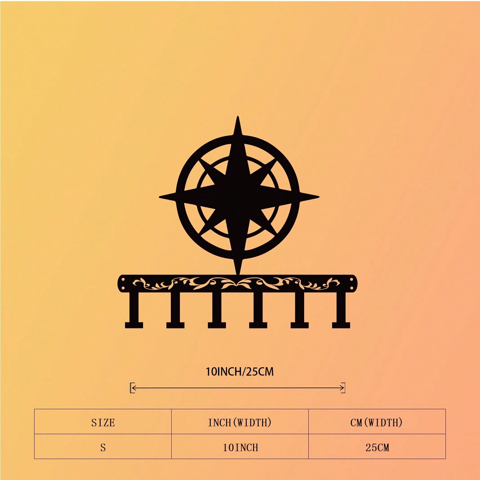 

Compass Rose Wall Hook Solid Iron Nautical Decor Vintage Modern Home Wedding Gift 23x25