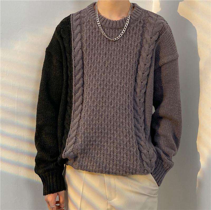 2025 American Retro Oversize Men s Sweater: Autumn/Winter Japanese Lazy Knitwear Large