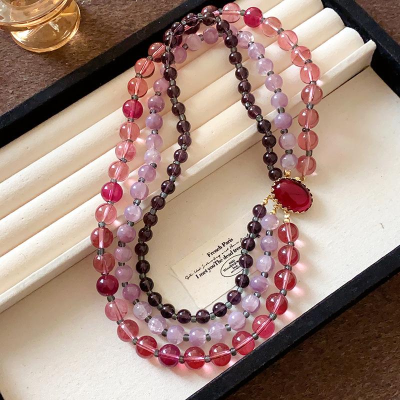 

Resin glass bead oval multi-layer necklace personality niche temperament collarbone chain simple and versatile accessories