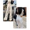 Pantaloni di Jeans Casual da Donna Bianchi a Vita Alta Larghi Gamba Dritta