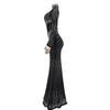 Fashion Women's Dress Solid Colour Mesh Drill Long Sleeve Long Dress