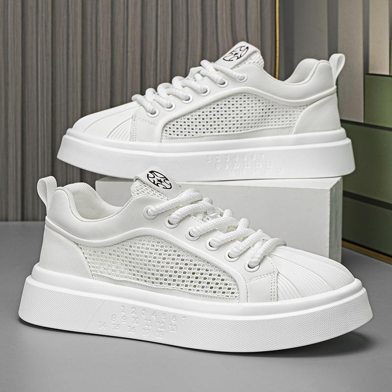 Men's 2025 new summer mesh breathable mesh sports and leisure men's shoes thick baseplate shoes versatile little white tide shoes