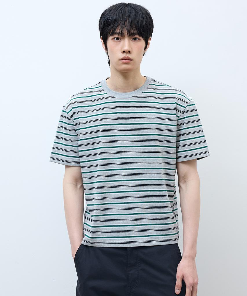MINDBRIDGE [On] Multi-Stripe Crop Short Sleeve T-Shirt - 2 Colors