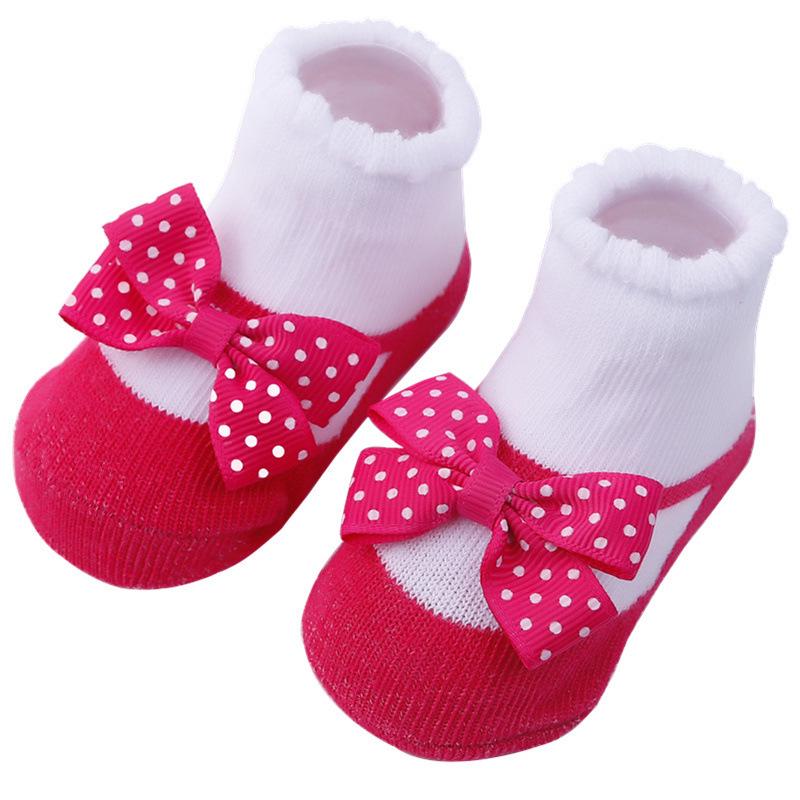 Cartoon Stripe Mesh Bow Baby Socks - Cute European & American Style