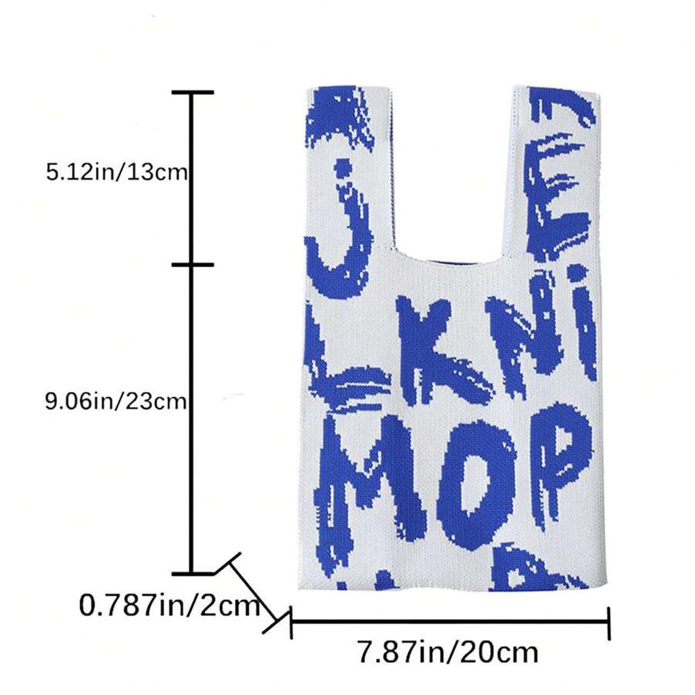 Strikket garnbøtteveske, multifunksjonell håndleddsveske, vevd veske, håndholdt tilfeldig veske med tegneserie. zwq