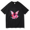 Forest Style Fresh Butterfly Rose TShirt Watercolor Flower Print Cotton Tee Nature Lover Casual Top  Women Clothing T Shirts