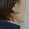 925 silver ball earrings, silver ball ring earrings, plump heart one-touch earrings
