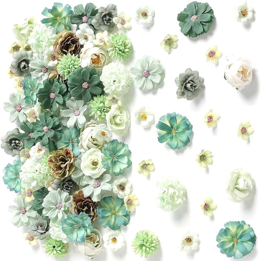 80Pcs Artificial Flower Heads 25-43mm for Craft Wedding Bouquets Flower Arrangements Cake Decoration Hair Accessories