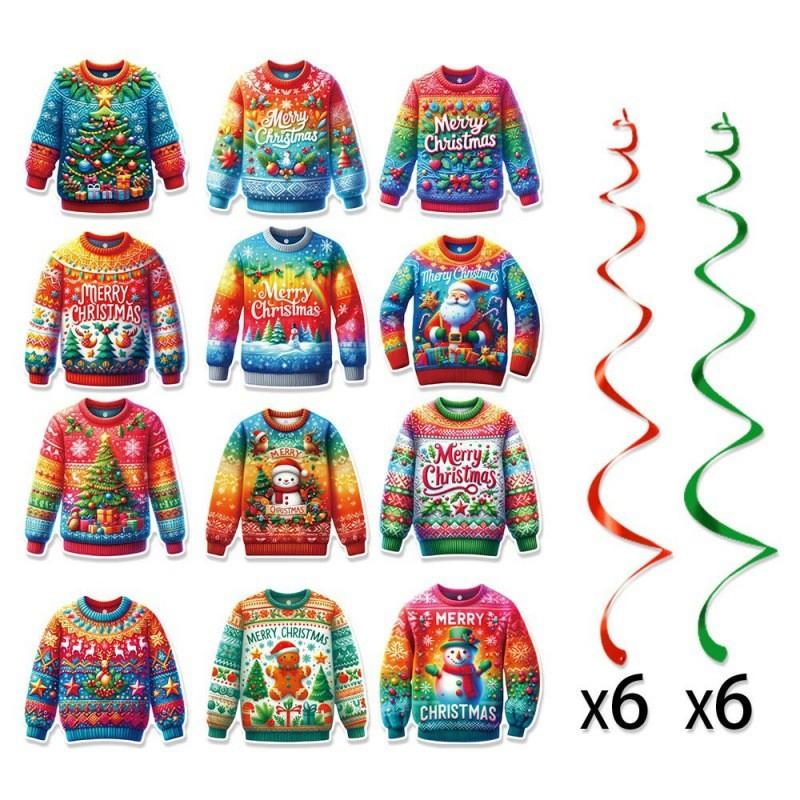 Ugly Themed Sweater Christmas Party Spiral Hang Ornaments Winter Festivities