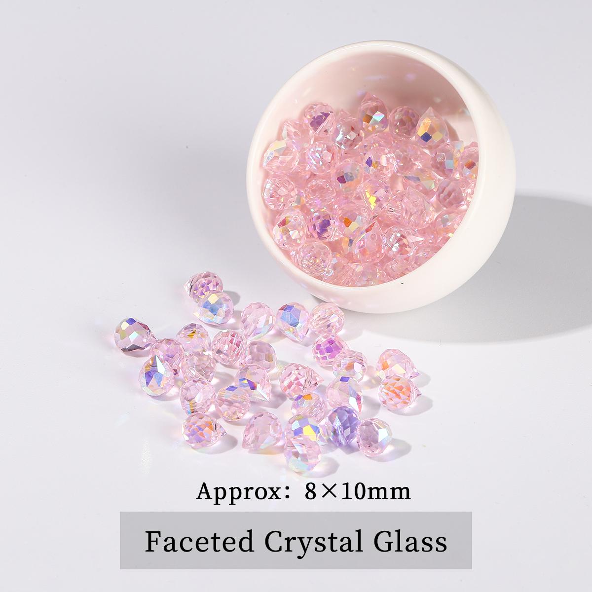 50 Pcs/lot Colorful Glass Crystal Bead AB Color Faceted Shiny Water Drop Bead for Jewelry Making DIY Necklace Earrings Accessory approx 8x10mm