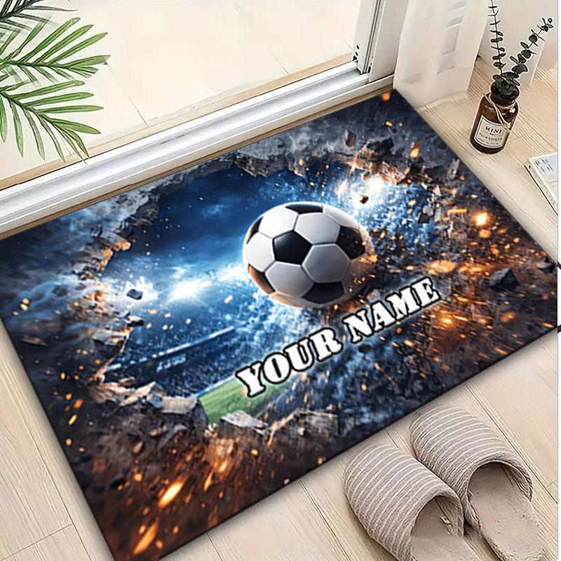 1PC Custom Name "Your Name: Soccer Legend" Theme Floor Mat Ideal for Living Room, Game Rooms, Office, Bedroom,Floor Mat Playful Design