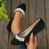 A New Style of Water Diamond Pointed-toe Single Shoes for Women, Featuring A Shallow Flat Toe On One Foot
