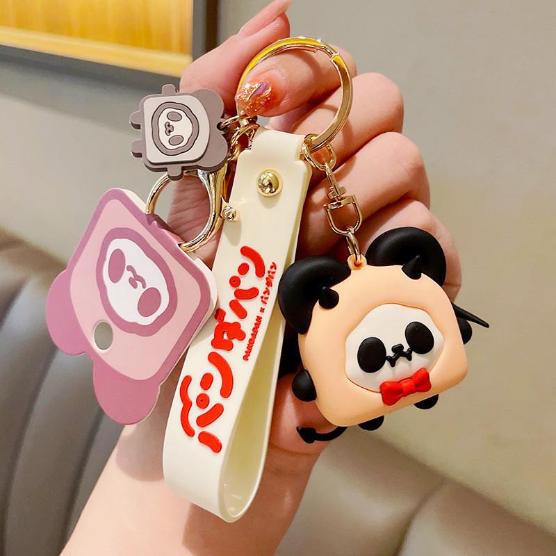 Entzückender Panda Toast Schlüsselanhänger Silikon Brot Puppe Niedliches Lebensmittel Anhänger Accessoire