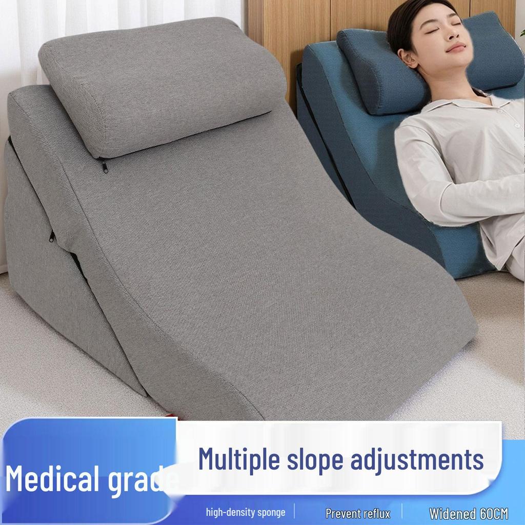 Removable Washable Linen Triangular Cushion for Elderly High-Density Anti-Reflux Bedside Backrest