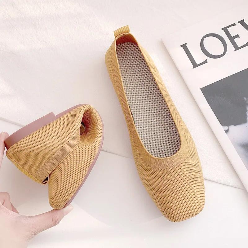 Frühling Sommer Damen Slipper Loafer Schlicht Bequem Mädchen Atmungsaktives Strick Flach Freizeitschuhe 7 Farben Bootsschuhe