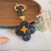 Elegant Rhinestone Four-Leaf Clover Keychain: Luxurious Bag Pendant & Car Accessory