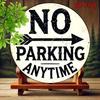 D Flat Vintage Aluminum No Parking Anytime Sign X Inch Round Yard Garden Door Safety Warning Decor