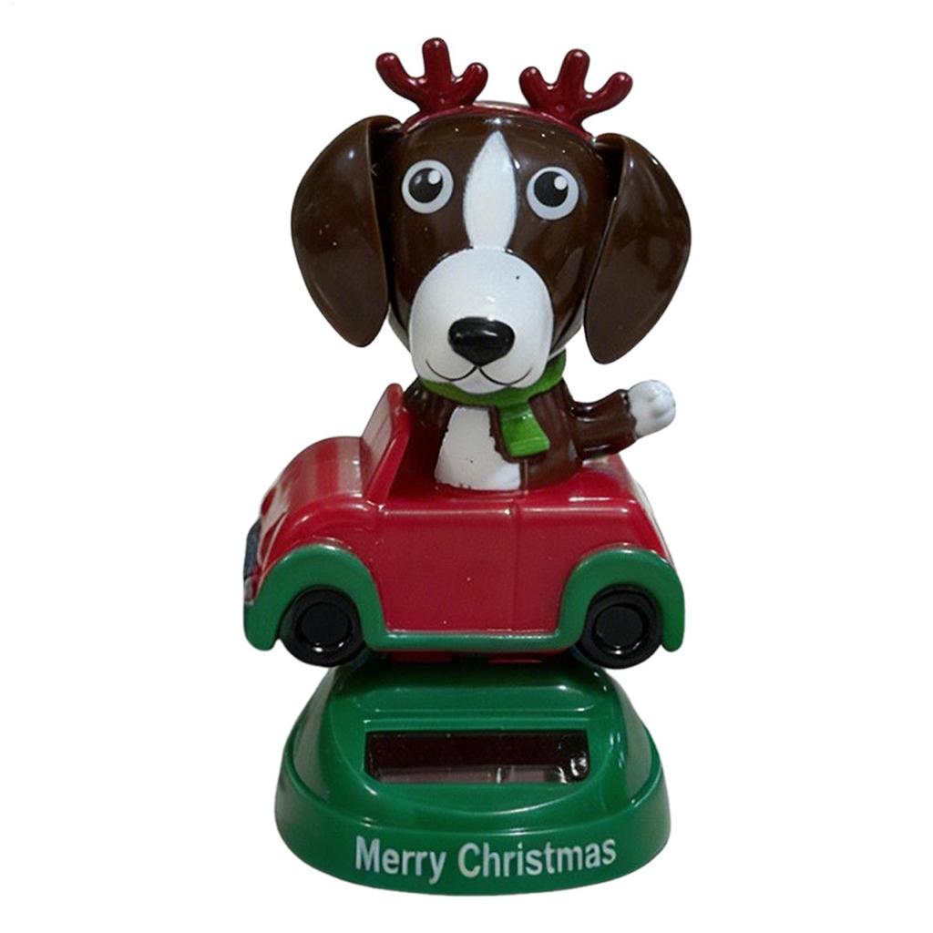 Swinging Solar Doll Car Ornament Funny Dog Figurines Car Dashboard Toys Shaking Head Doll Car Interior Decorations