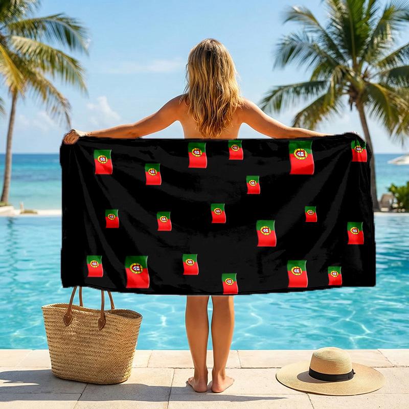 Nationalmannschaft Portugal Strandtuch Weiches Mikrofaser Sommerhandtuch Schnelltrocknend Saugfähiges Handtuch für Strand Schwimmbad Reisen