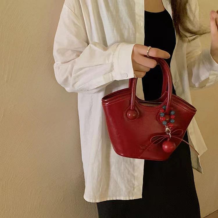 Leather Cherry Love Portable Tote Bag Women's New Shoulder Crossbody Bag